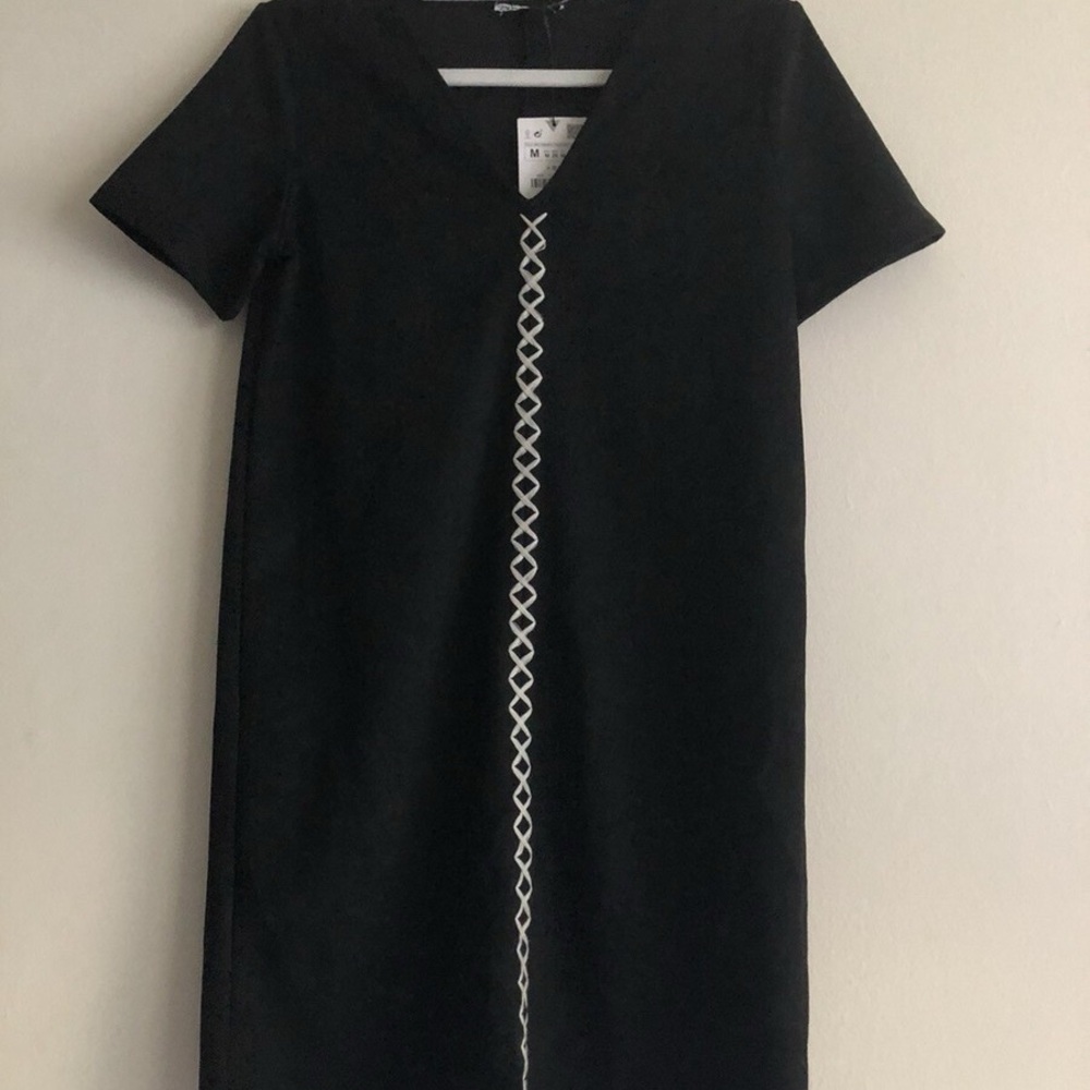 Elegant Black Dress with White Accents